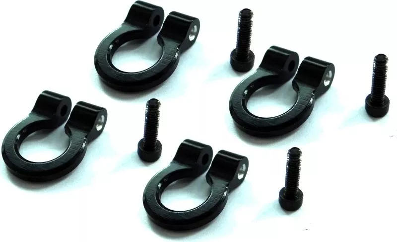 Aluminum Black Tow Shackle D-Rings (4) (1/10th Scale)