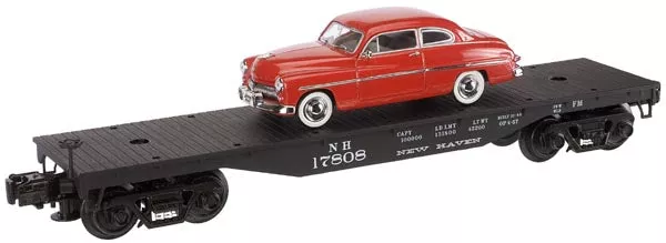 Atlas 1004203-1 New Haven Flat Car with (Black) Automobile Road # 17808 O SCALE Like New