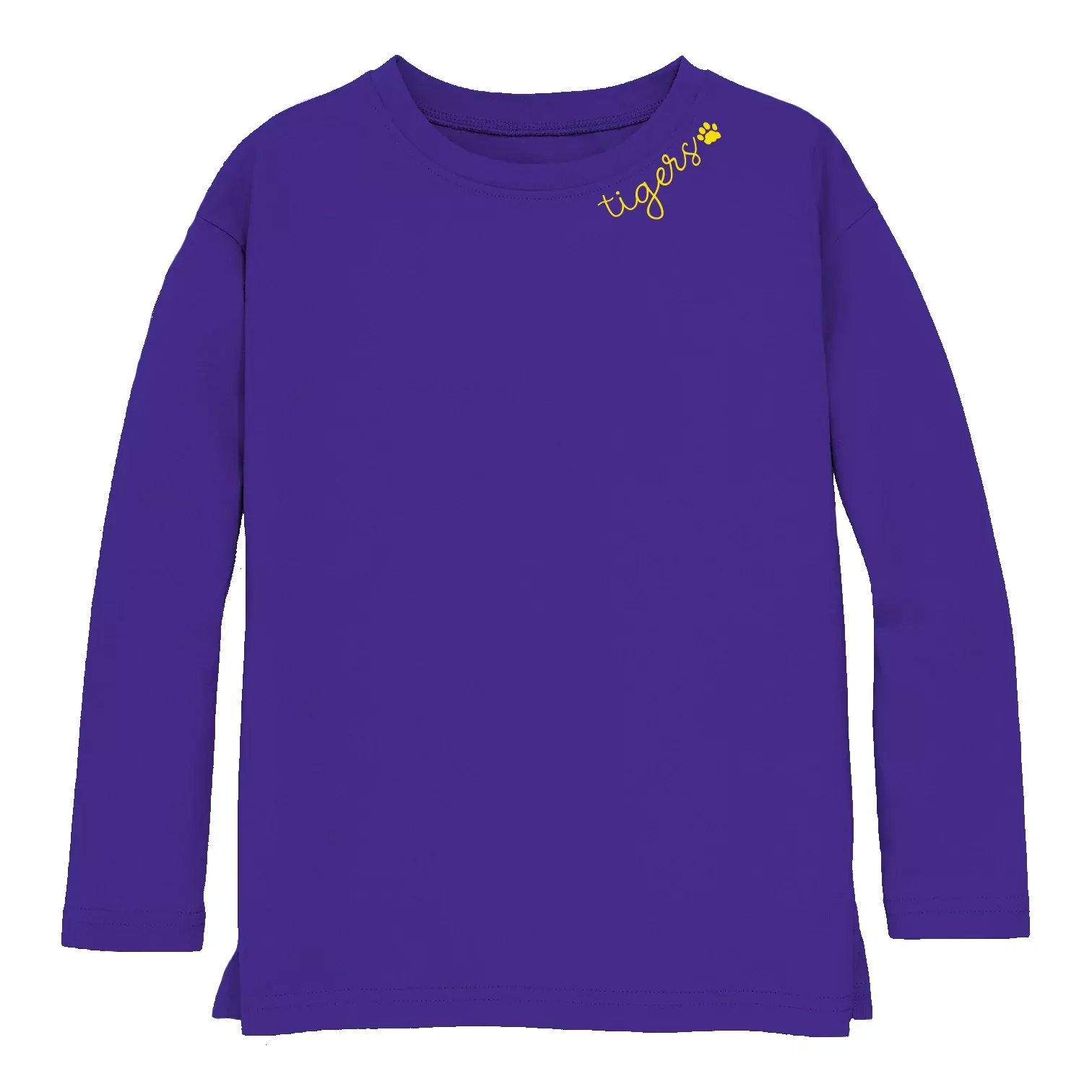 Azarhia Purple Long-Sleeved Tunic w/ Embroidered Tigers at Neckline