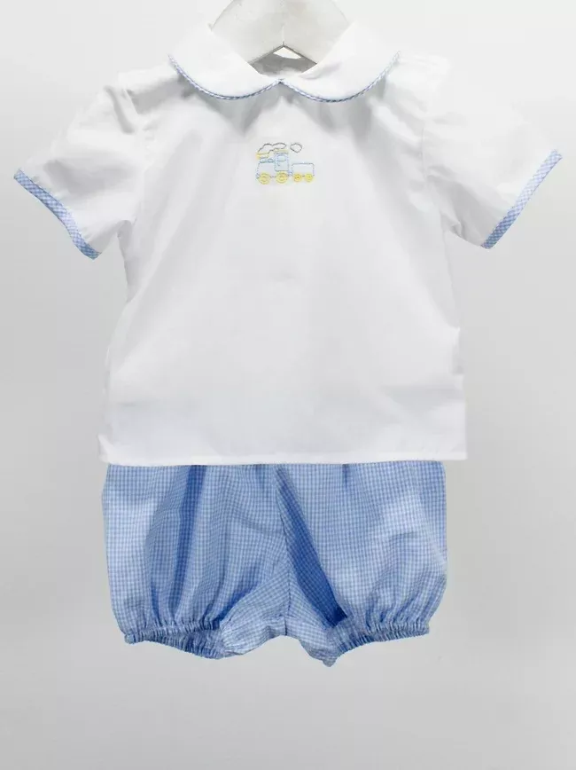 Baby Blessings Blue Train Sadie Short Set