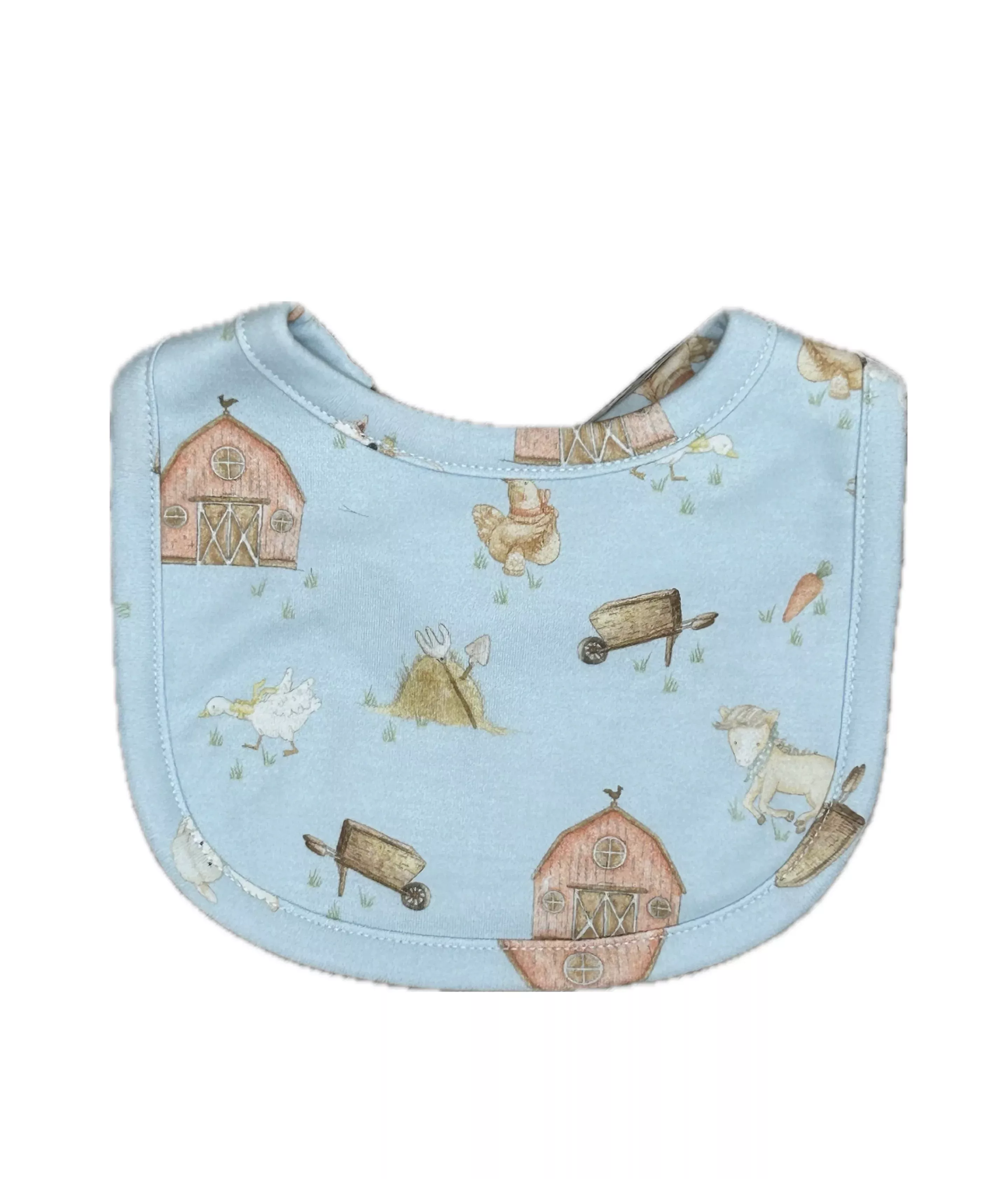 Baby Club Chic Little Farm Blue Printed Bib