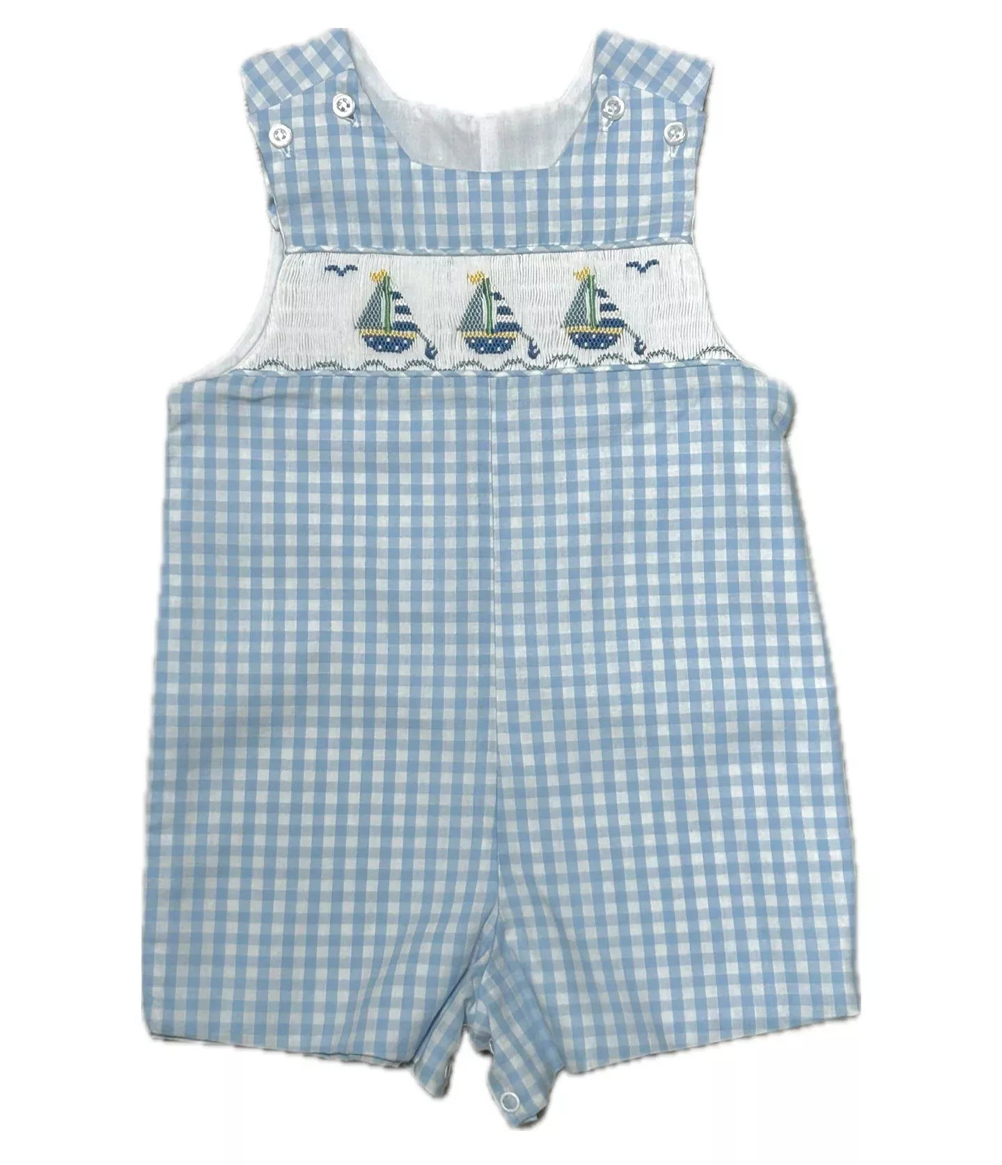 Bailey Boys Sailboat Blue Check Jon Jon