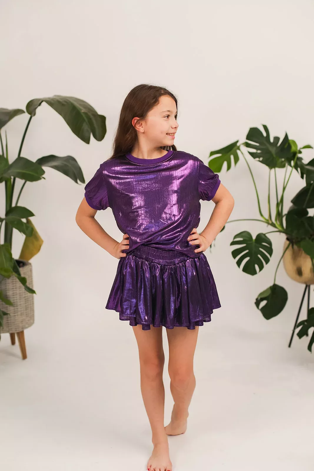Blended Spirit 2Pc Shimmery Short Set - Purple