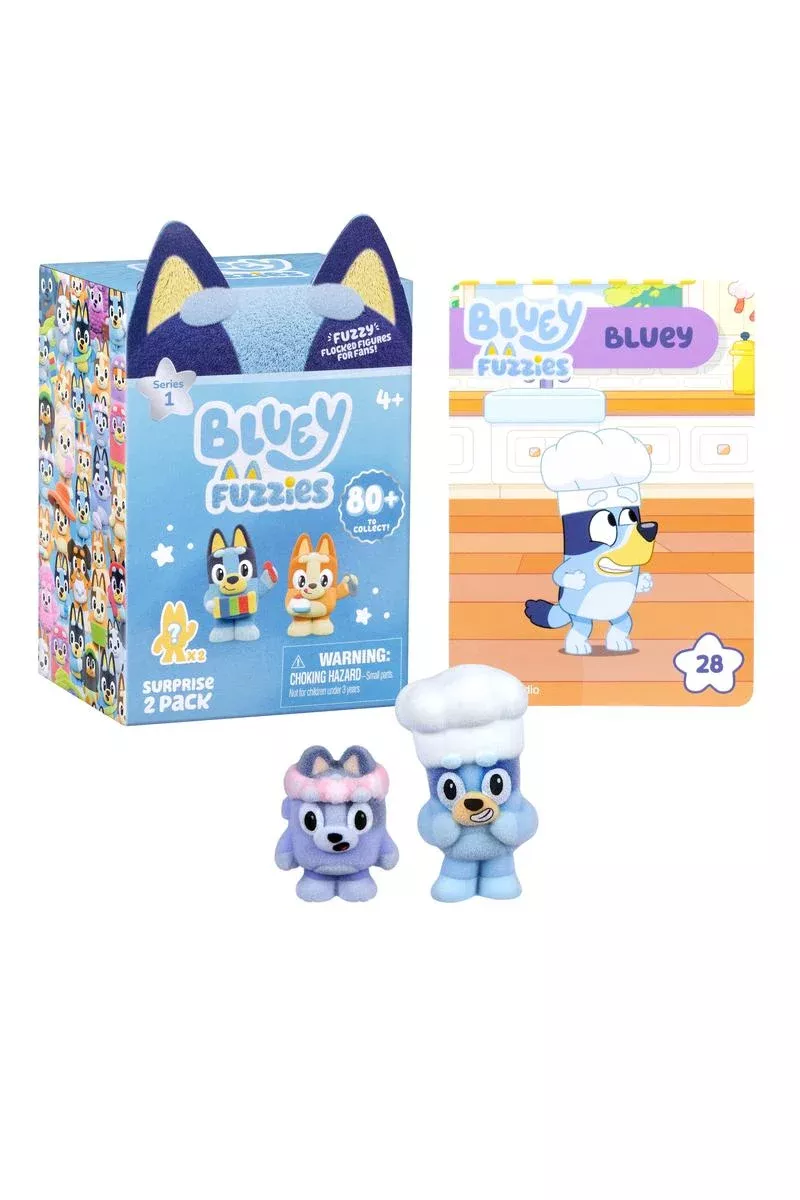 Bluey Fuzzies Surprise 2 Pack Flocked Collectible Figures for Fans