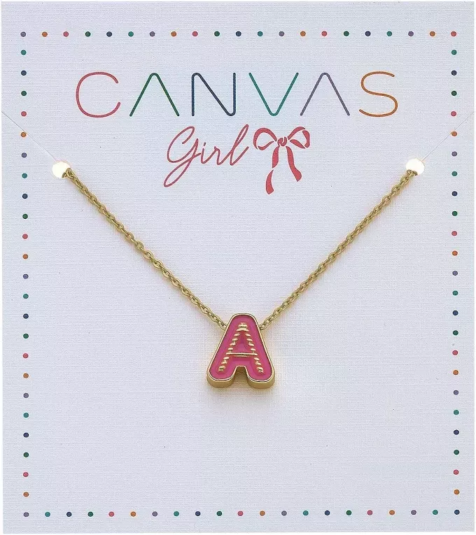 Canvas Initial Pink Necklace