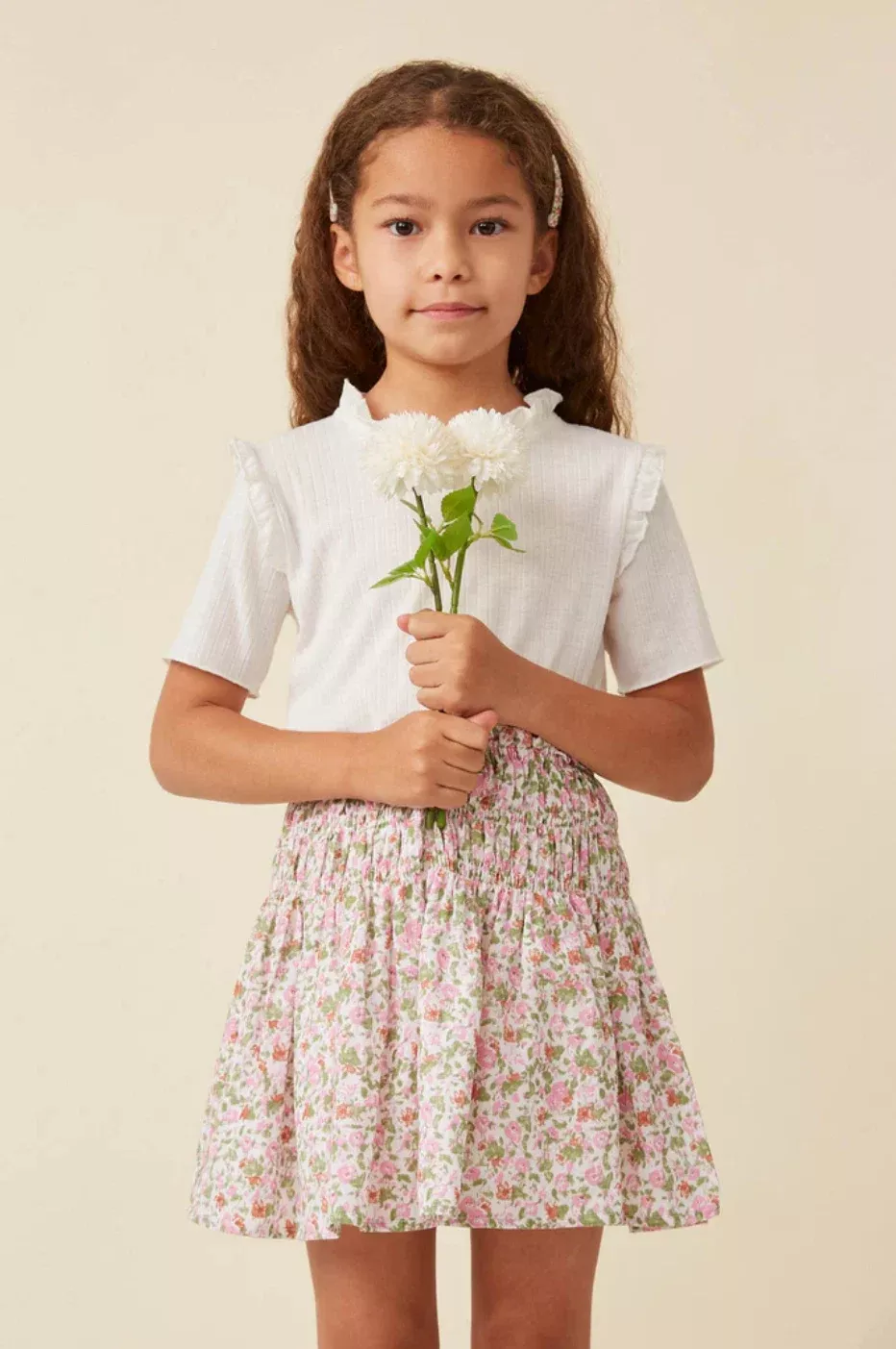 Hayden Girls Ditsy Floral Elastic Detailed Skirt