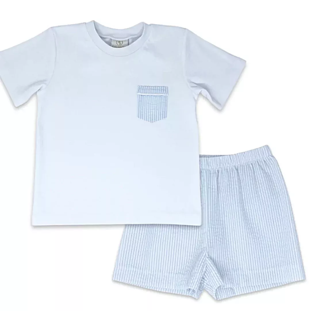 Lullaby Set Charlie Short Set White/Summer Blue