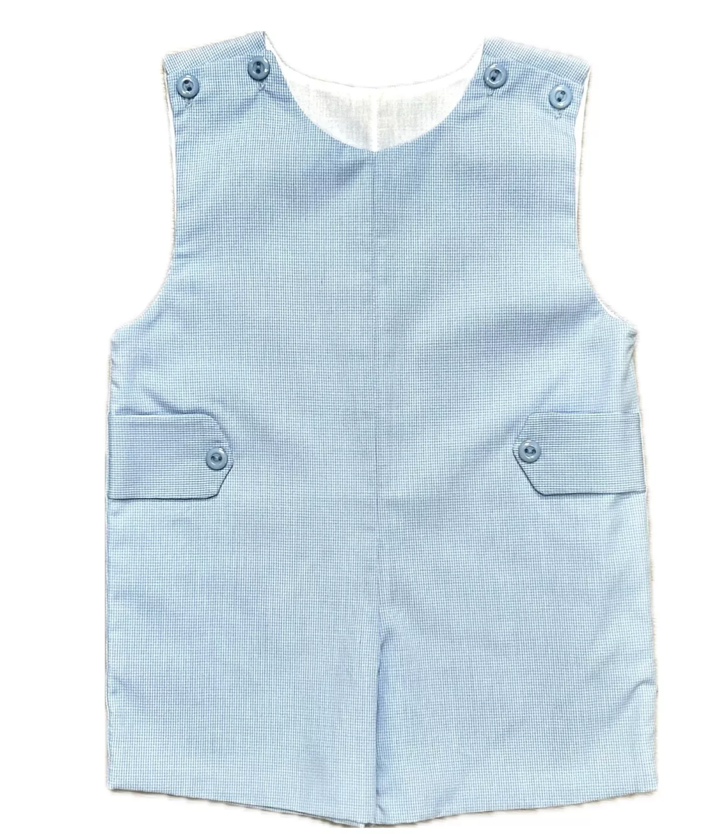 Lulu Bebe Blue Micro Check Boy Shortall