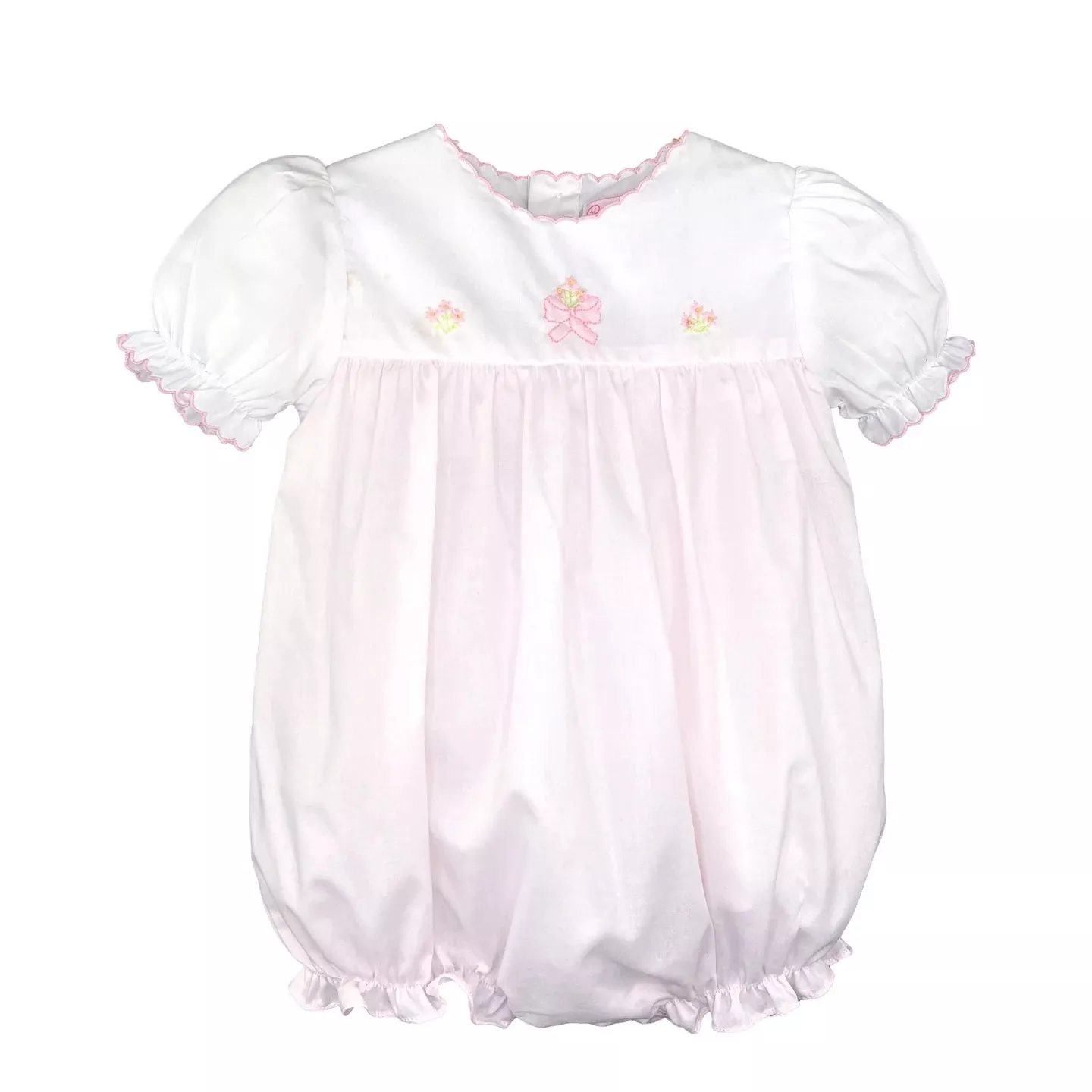 Petit Ami Pink Ruffle Bubble w/ Flower & Bow