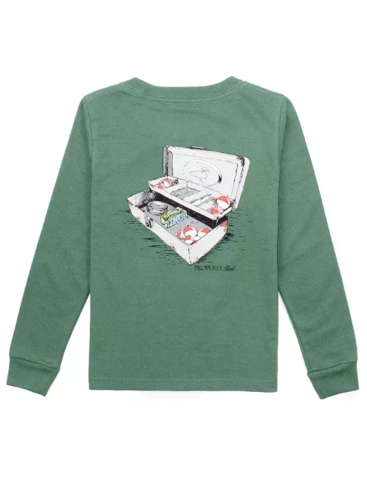 Properly Tied L/S Tackle Box Fern Green Graphic Tee