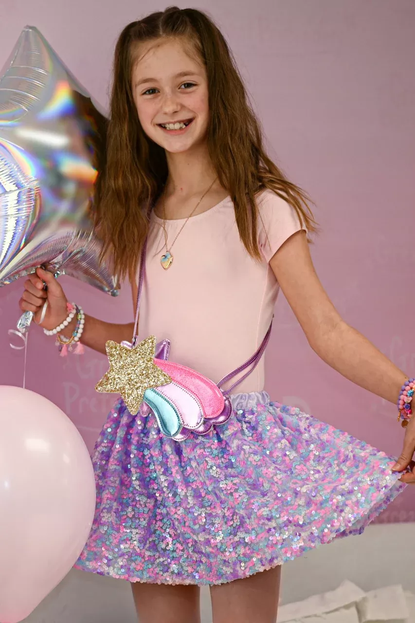 Purple Party Sequins Skirt for Kids Size 4-6 Dress Up