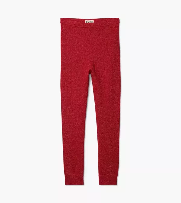 Red Shimmer Knit Leggings