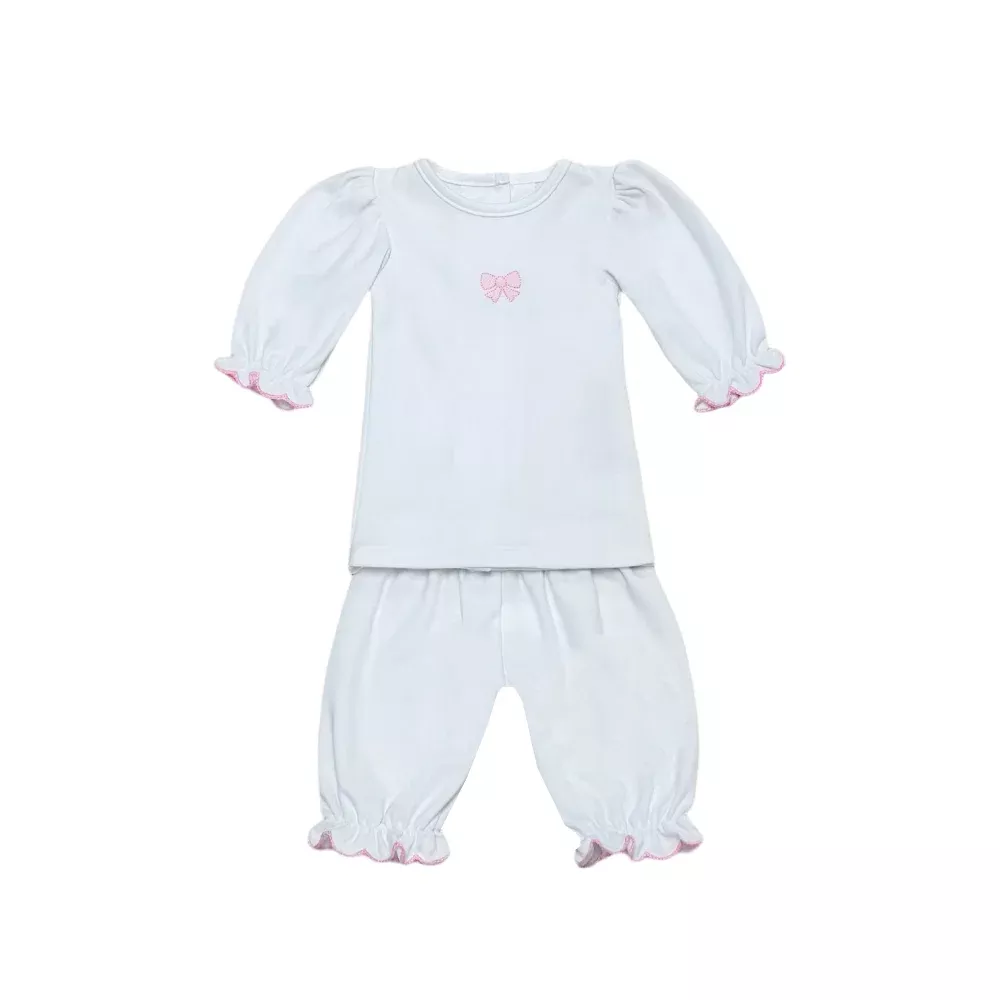 Zuccini Kids White Knit Bow Eleanor Bloomer Set