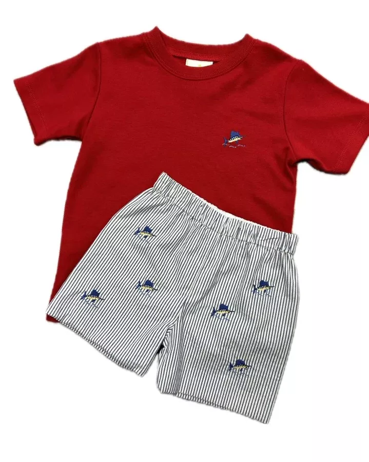 Zuccini Swordfish Seersucker 2Pc Short Set