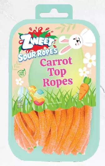 Zweet Sour Carrot Top Ropes Festive Easter Gummy Candy 10oz